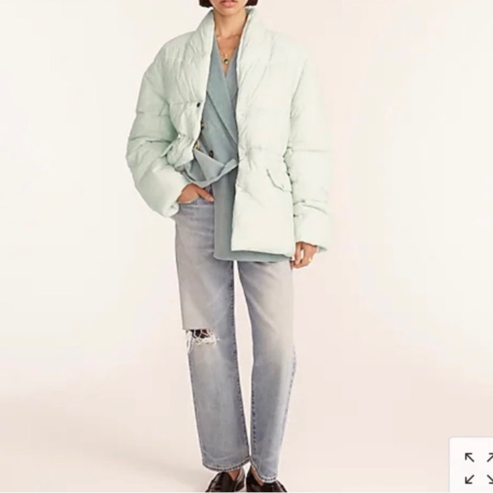 J. Crew NWOT Alps puffer jacket with PrimaLoft Soft Mint, Size S